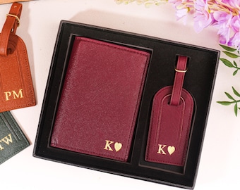 Customized leather monogrammed passport cover luggage tag  | Wedding Birthday Groomsman Gift Wedding Travel Gift | Personalized Gift for Dad
