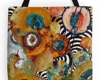 Abstract Mixed Media Watercolor Tote Bag Original Art Bag Unique Art Bag Computer School Bag Diaper Bag Colorful Tote Bags Gift ARTIST BRAND