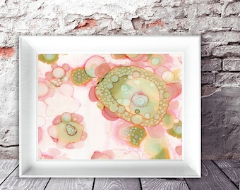 Pink Abstrakt Kunstdruck Download druckbare Collage Künstler Blätter Scrapbooking Original Gemälde Wandbehang zeitgenössisches Aquarell Kunstwerk
