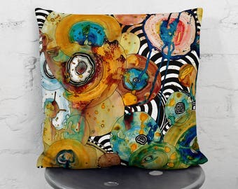 Abstract Neutral Throw Pillow Home Decor Bold Home Accessories Mixed media pillow Bohemian Style Pillow Boho Pillow artist pillow art decor