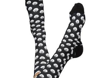 Eye Pattern Socks | Long Crew Socks, Black and White Eyes Design