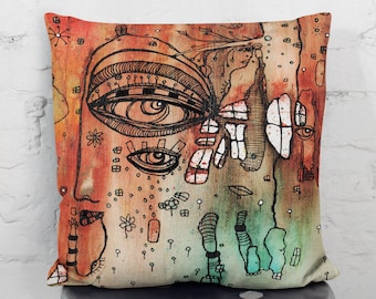 Colorful Artist Throw Pillows Unique Contemporary Art Home Decor Floor Pillows Cushion Intuitive Artwork Decor Original Art Pillows Covers