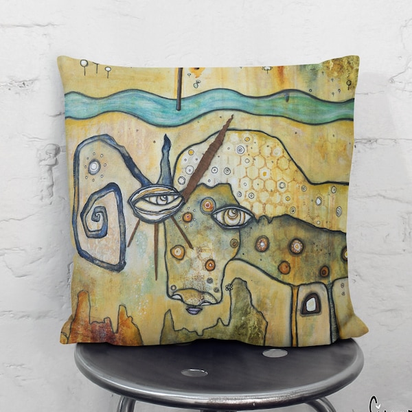 UNIQUE Abstract Horse Artist Throw Pillows Fun Creature Pillow Cushions Intuitive Artwork on Pillows Covers for Bedroom, Dorm, Living room