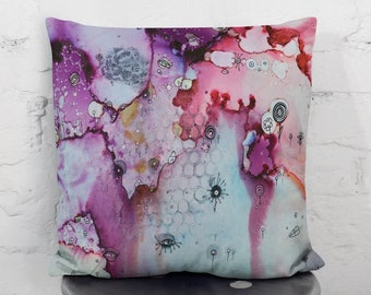 PILLOW Purple Abstract Artwork on Throw Pillow Covers Cases for Beds Couches Unique Artist Cushions for Bedroom Living Room Design Gift Idea