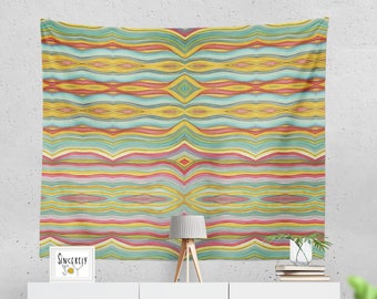 Colorato Boho Abstract Arazzo parete appeso arte a righe arazzo grande arte murale artista arazzo arte pittura arazzi astratti
