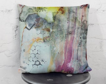 PILLOW Colorful Abstract Watercolor Artwork on Throw Pillow Covers Cases for Bed Couch Unique Artist Cushions for Bedroom Living Room Design