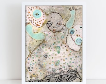 Original Art Print Télécharger Mothers Day Gift Idea Abstract Pastel Mixed Media Intuitive Downloads Printable Originals Contemporary Artwork