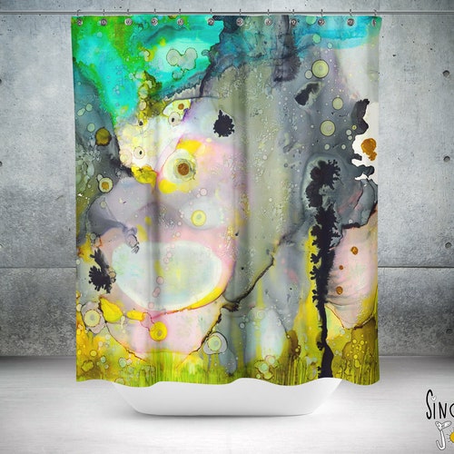 Colorful Abstract Shower Curtain Unique Original Psychedelic - Etsy