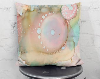 Organic Abstract Art Throw Pillow Pastel Pillow Cover Art Contemporary Modern Art Pillows Home Decor Cushion pink painted watercolor Pillows