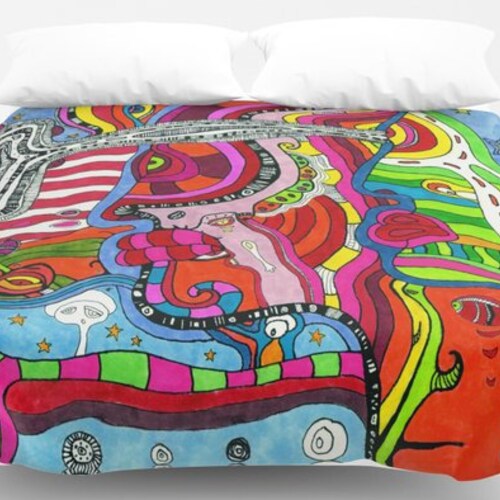 Duvet Covers Unique Artwork Bedroom Set Fun Abstract Art Duvet Etsy