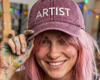 Artist Embroidered Cotton Vintage Cap | Distressed Unisex Baseball Hat for Creatives | Art Teacher, Instructor, Student Gift