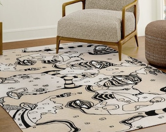 Psychedelic Artist Designed Area Rug Carpets Abstract Throw Rugs Painted Coffee Stain Art for Unique Floor Decor Dorms Bedroom Living Room