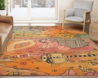 Colorful Maximalist Abstract Carpet Area Throw Rug Unique Artist Designer Floor Decor for Bedroom Dorm Living Room Office Welcome Mat Den