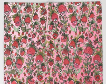 Unique Art Strawberry Faces Soft Fleece Throw Blanket colorful abstract artwork kids nursery room designs gift ideas home decor accessories