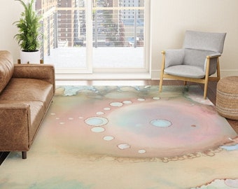 Abstract Artist Painted Area Rug Carpet Beautiful Pastel Watercolor Artwork for Floor Decor Designs Bedroom Living Room, Office, Welcome Rug