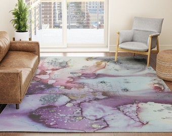 ADEDIY Rug Hand Draw Watercolor Painting Floral Pattern Area Rug 5'3''x4' Floor Mat for Living Room Bedroom ADEDIY Rug Hand Draw Watercolor Painting Floral Pattern Area Rug 5'3''x4' Floor Mat for Living Room Bedroom