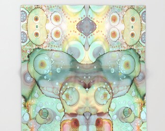 Manta de vellón con arte abstracto de cola de sirena, divertida y cálida manta de vellón para dormitorio, pintada con acuarela, decoración del hogar, ideas para regalos navideños para mamá