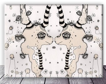 Large Abstract Canvas Print Psychedelic Art Prints Trippy Large Canvas Print Wall Hanging Art Original Mixed media Art Outsider art prints