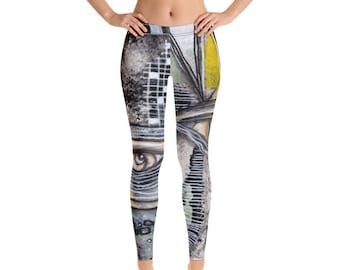 Comfy Abstract Art Yoga Dance Leggings Unique CrossFit Gear Workout Leggings Pants for Yoga Running Dance Colorful Art on Unique Sports Gear