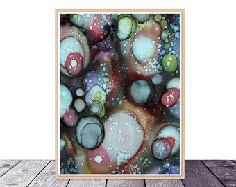 Digital Abstract Galaxy Art Print Divertimento colorato Download Printable Blue Wall Hanging scaricabile artista dipinto opere d'arte nebulosa