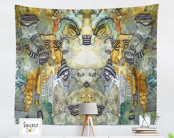 Neutral Psychedelic Art Tapestry Abstract Wall Art Tapestries Trippy Fun Painting Fabric Wall Art Hanging Unique Home Dorm Patio Decor