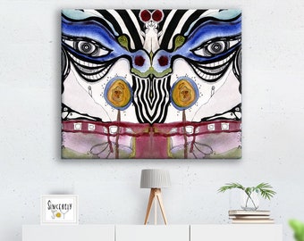 Canvas Print Large Colorful Original Mixed Media Abstract Psychedelic Trippy Lit Dorm Home Office Room Prints Wall Hanging Unique Gift Ideas