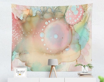 Abstract Pastel Tapestry Wall Art Hanging colorful contemporary artwork tapestry large artist art watercolor painting abstract tapestries