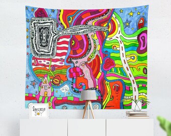 Tapestry Psychedelic Abstract Colorful art tapestry wall hanging tapestries abstract art tapestry psychedelic tapestries red tapestry decor