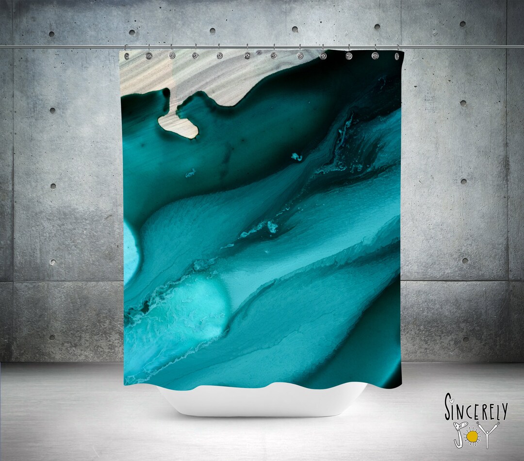 Shower Curtain Colorful Blue Abstract Art Watercolor Artwork Original