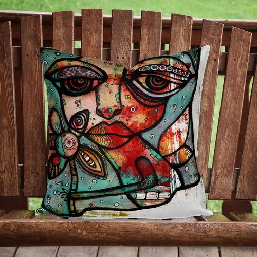 Black White Floral BOHO Outdoor Patio Throw Pillow Bohemian Etsy