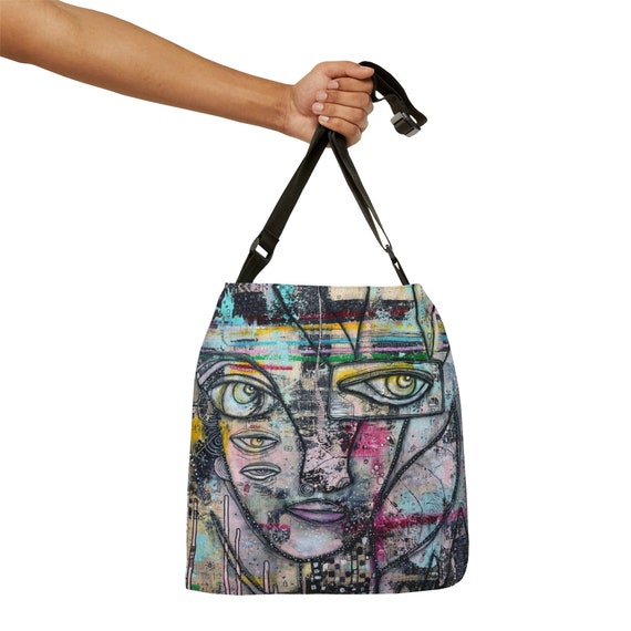 Adjustable Tote Bag Whimsical Artwork Bag Reusable Tote Bags Fun Unusual Painting Totes School Gym Beach Grocery Diaper Bag Fun Gift Idea Etsy