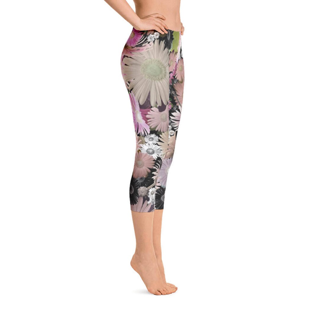 Yoga Floral Abstract Leggings Capri Leggings Floral Art - Etsy