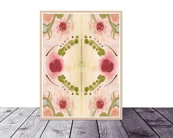 Download Floral Collage or Art Print | Pink Abstract Floral Artwork Print Shabby Chic Printable Wall Hanging in 3 sizes