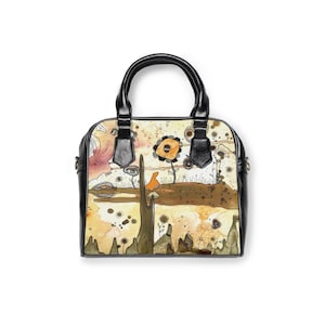 Bolso de hombro caprichoso único bolso bolso inusual arte abstracto diseño obra de arte en bolsos de mano diseñador accesorios de mujer bolso pintado funky