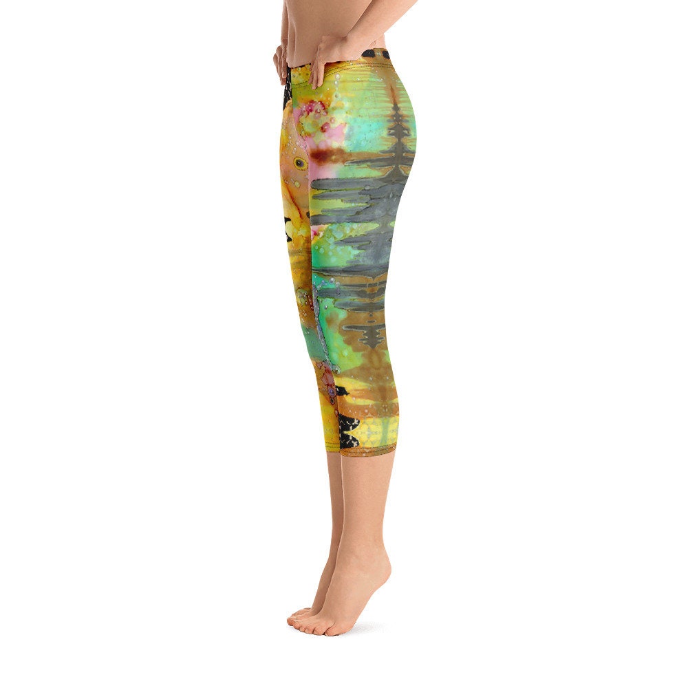 Painted Watercolor Abstract Leggings Art Gym Gear Crossfit