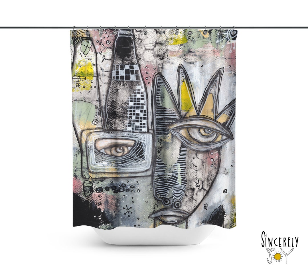 UNIQUE Artwork on Shower Curtains Intuitive Mixed Media Etsy