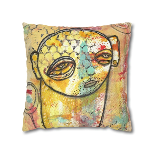 Art Pillow Cushion Cover Colorful Whimsical Dreamy Cute Artwork Maximalist Eclectic Bedroom Couch Bed Interior Designer Artistic Pillows