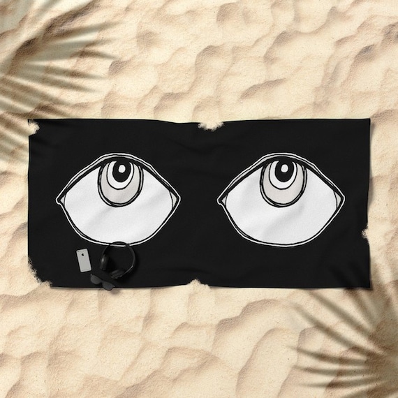 BIG EYES Black White Beach Bath Towel Artist Beach Gym Towels