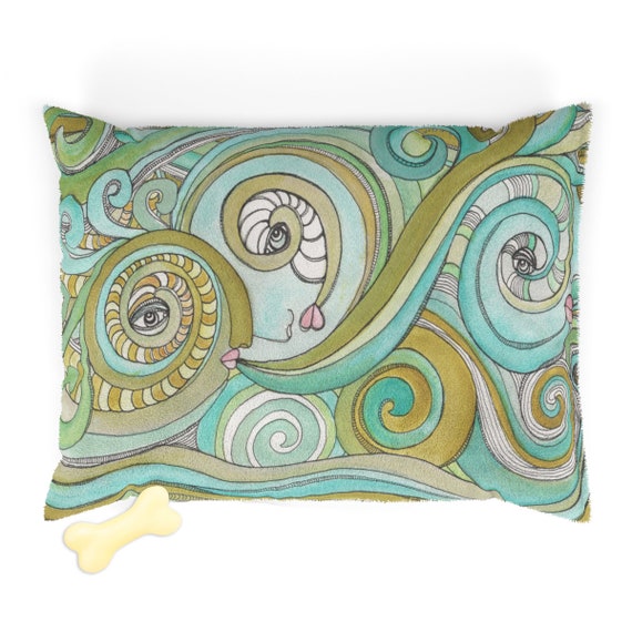 Dog Cat Pet Bed Abstract Ocean Artwork Colorful Bohemian Washable  