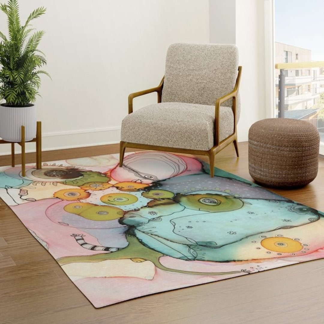 Whimsy Rugs Whimsical Artist Carpet Faces Area Rug Psychedelic Rugs Artist Designed ...