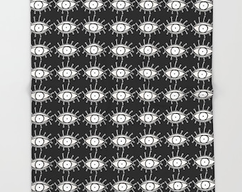 Eyes Art Fleece Blanket Unique Black White Eyes Artwork Blankets Warm Fleece Blanket Modern Contemporary Funky Artist Home Decor Art Designs