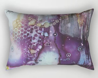 Lumbar Pillow Purple Organic Abstract Artwork Covers Rectangle Art Bed Couch Sofa Pillows Designs Original Unique Eclectic Artist Home Decor