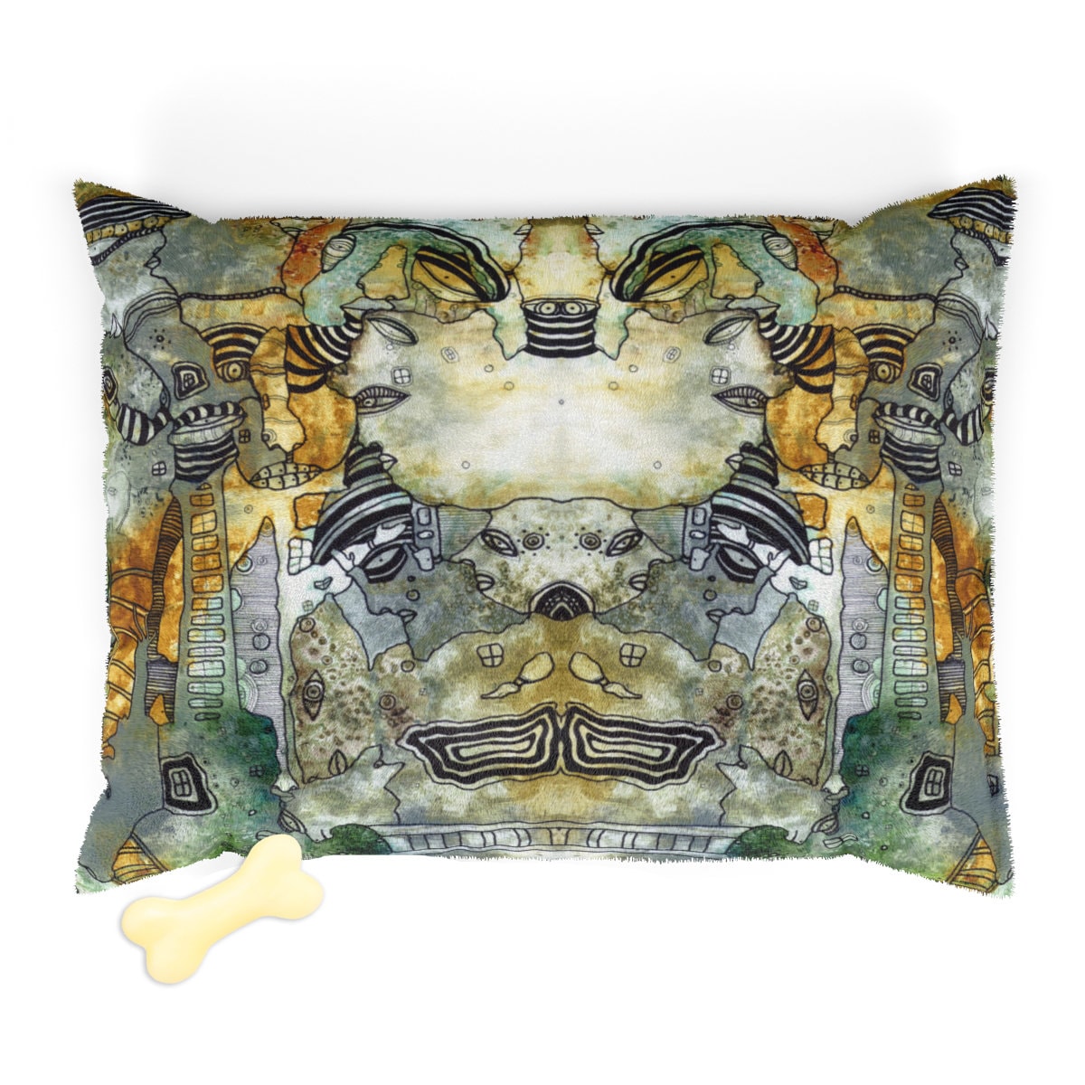 Unique Pet Bed Washable Fleece Neutral Furniture For Large Or Small Dogs Cats Abstract Mixed Media Painting Artist Designs Pet Gift Ideas