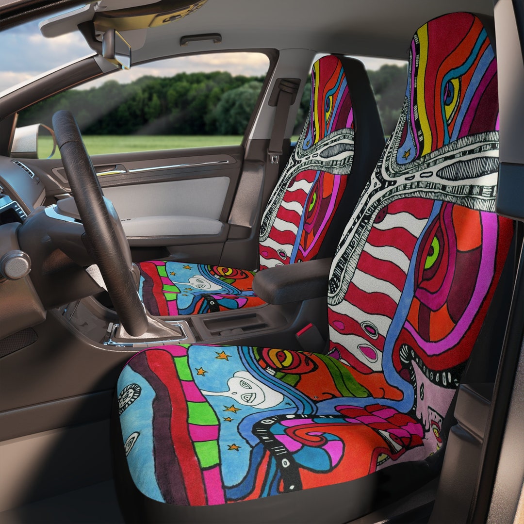 Abstract Trippy Paint Car Seat Covers