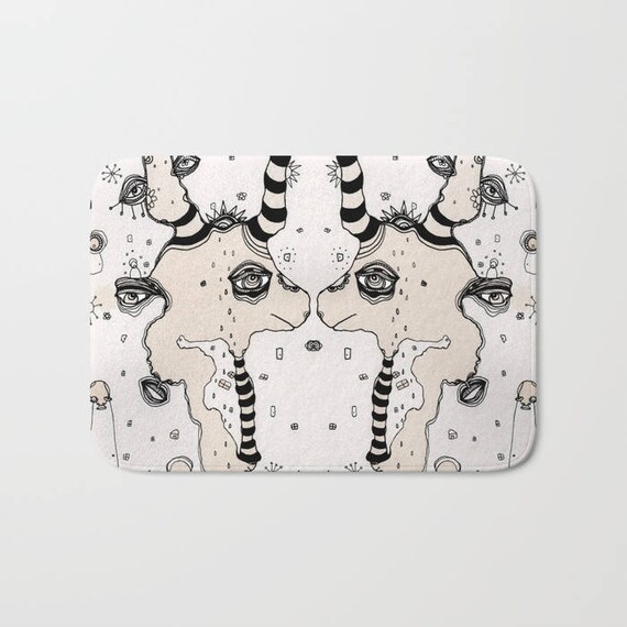 Abstract Coffee Painting Bath Mat Shabby Chic Bathroom Rug Etsy