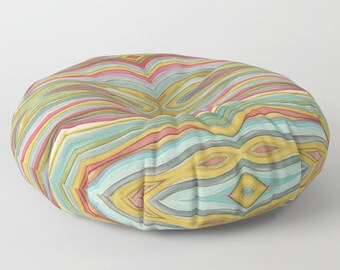 Colorful Striped Abstract floor pillow watercolor stripes art abstract boho art meditation floor cushion floor pillows colorful pillow art