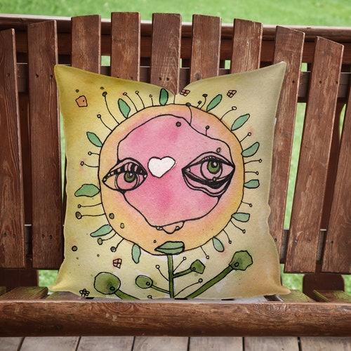 Black White Floral BOHO Outdoor Patio Throw Pillow Bohemian Etsy