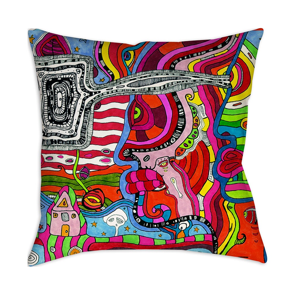 WATERPROOF Outdoor Patio Colorful Artist Pillows Artwork Art Throw