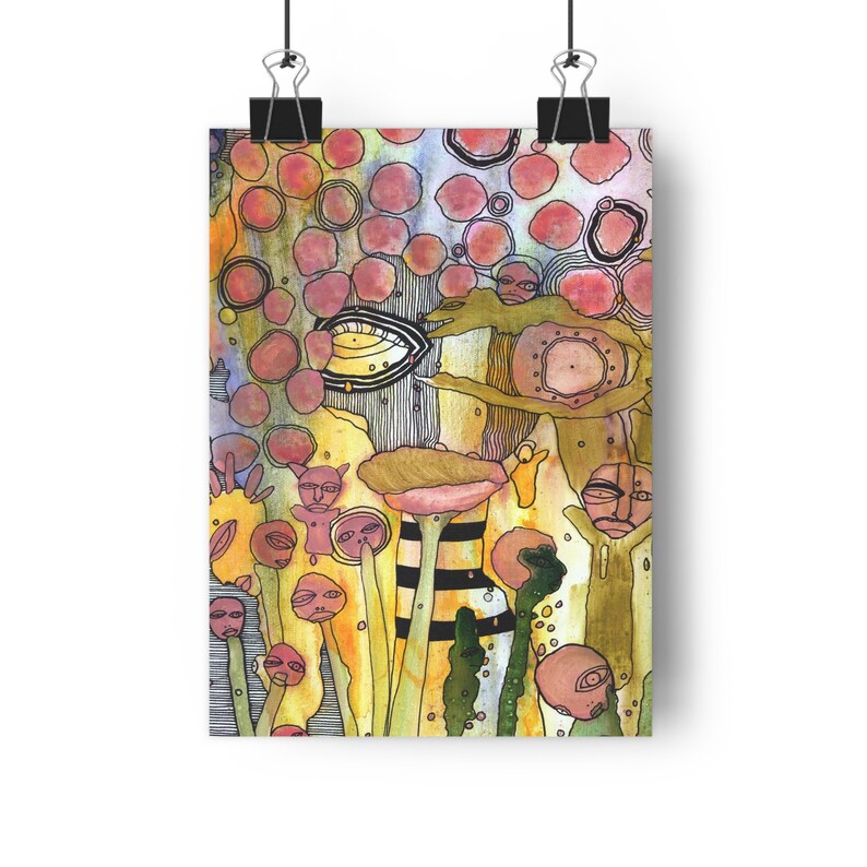 Trippy Giclée Art Print Intuitive Mixed Media Artist Thick Matte Prints Unique Painting Style Abstract Artwork Wall Hanging Psychedelic Art image 3
