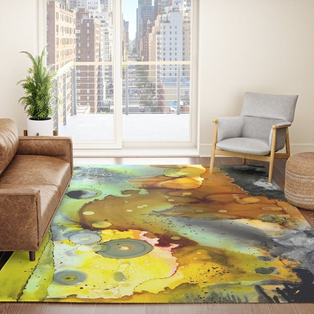 Carpet Colorful Abstract Watercolor Area Rug Artist Painted Unique ...